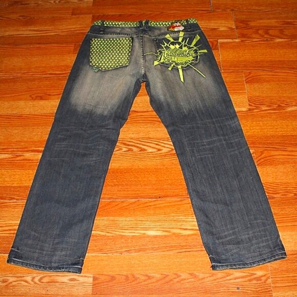 Vintage Akademiks Y2K Hip Hop Jeans 38x32 Baggy Streetwear Graphic 100% Cotton - Picture 14 of 14